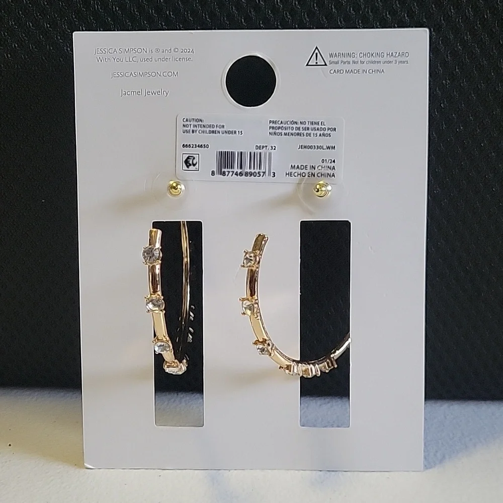 Jessica Simpson Gold Hoop Earrings - Picture 3 of 3